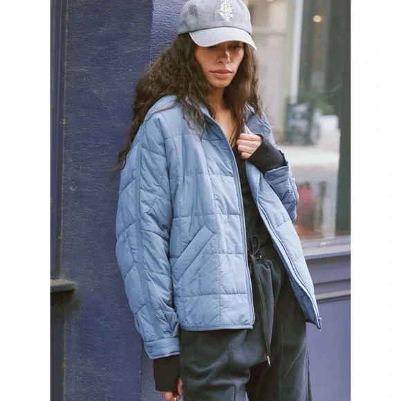 NWT Free People Pippa Packable Puffer Jacket Skyline Blue - Picture 1 of 6
